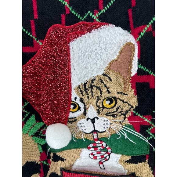 Celebrate Together Men's sz M Cat Ugly Tacky Christmas Sweater Holiday - Picture 5 of 10